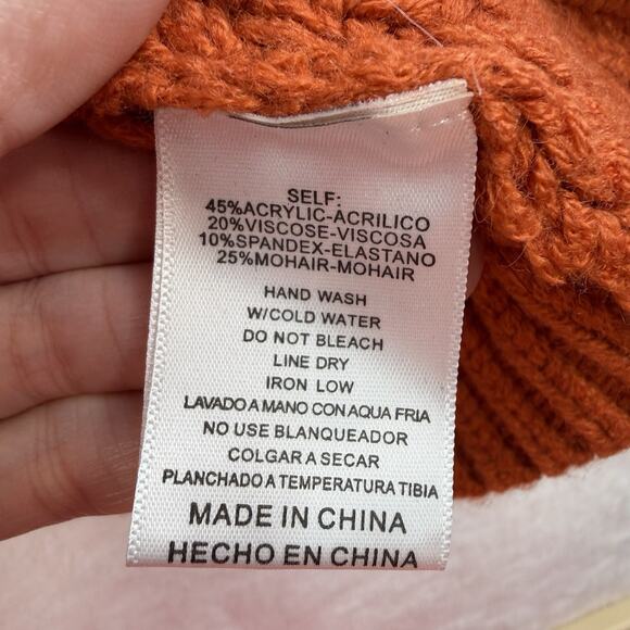 Listicle M Medium Cable Knit Sweater Oversized Fringe Boho Chunky Mohair Blend - Picture 5 of 10